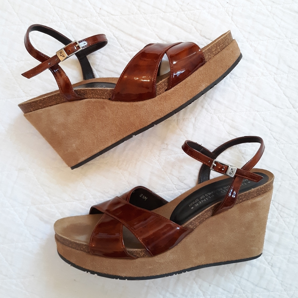 Donald J. Pliner Brown Wedge Platform Bongo Sandals Size 8.5